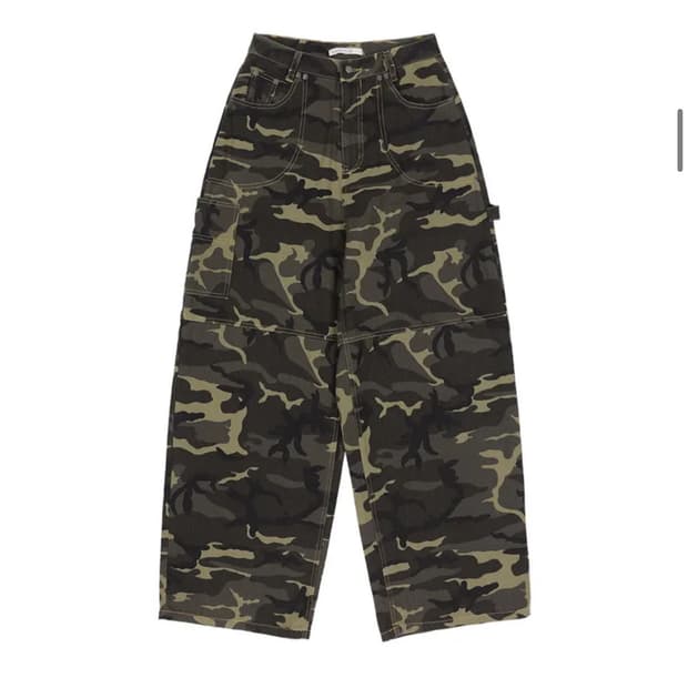 fancyclub 카펜더 레터링 카모 데님 팬츠