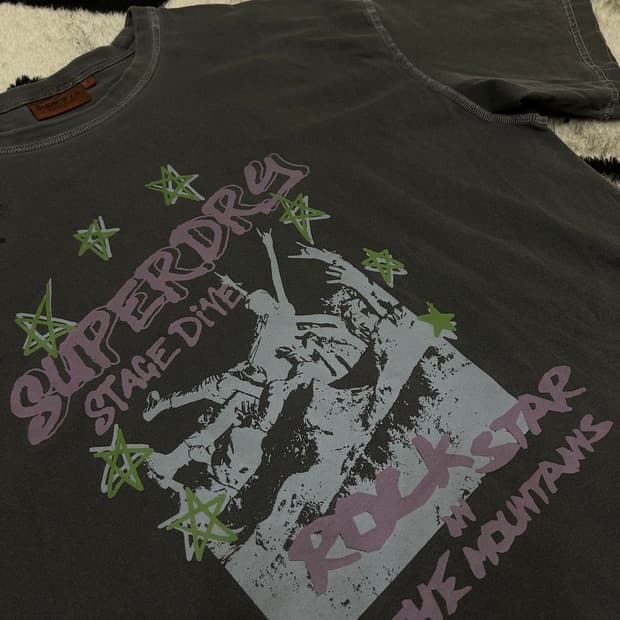 [L]슈퍼드라이 스테이지 다이브 오버핏 반팔/다크그레이