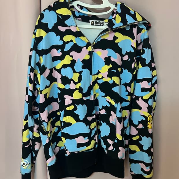 Bape 베이프 뉴 멀티 카모 세컨드 샤크 풀 집 후드집업 블랙 [m]