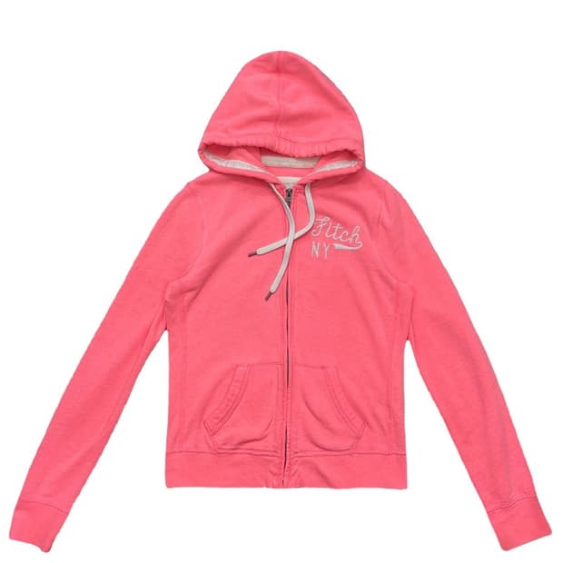 ABERCROMBIE & FITCH 로고 후드집업 핑크 M
