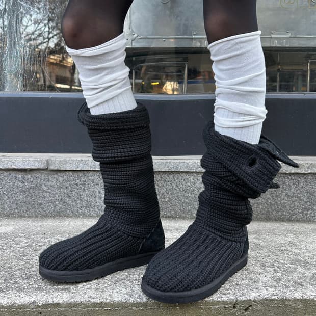 00s 블랙 니트 카디 부츠