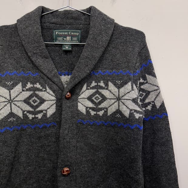 포레스트캠프 노르딕패턴 울 숄카라 니트 가디건