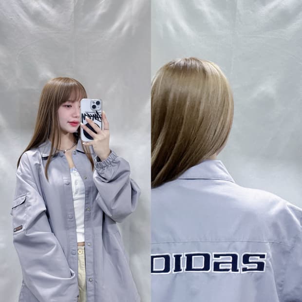 아디다스 90‘s 그레이 빅로고 코치자켓 