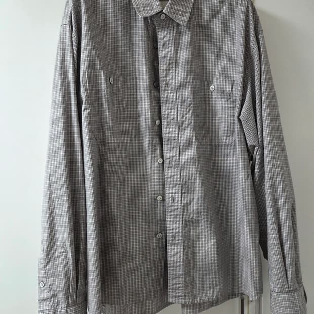 (2) 인더로우  오가닉  체크 워크셔츠  그레이 컬러