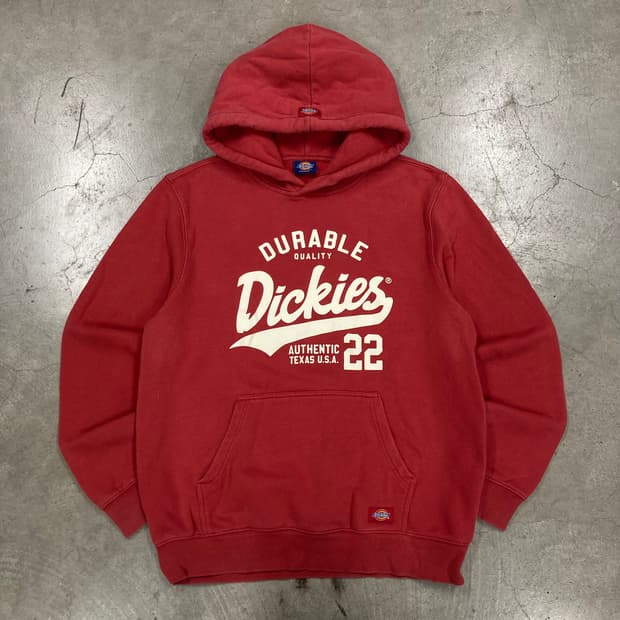 디키즈 레드 컬러 y2k 빅로고 후드티