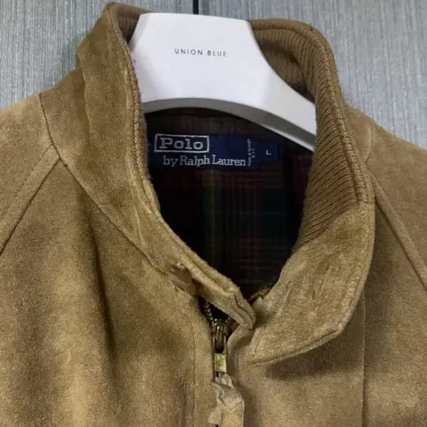 90s 폴로 스웨이드 헤링턴 자켓 L 베이지