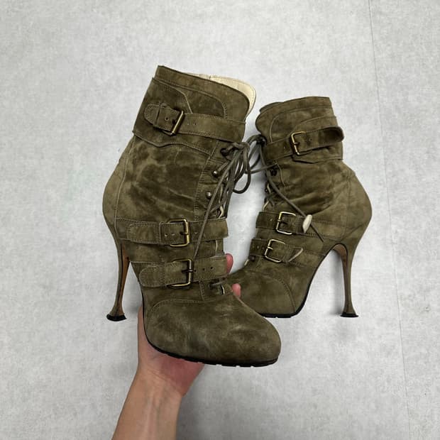 Brian Atwood 밀리터리 스트랩 스틸레토 힐