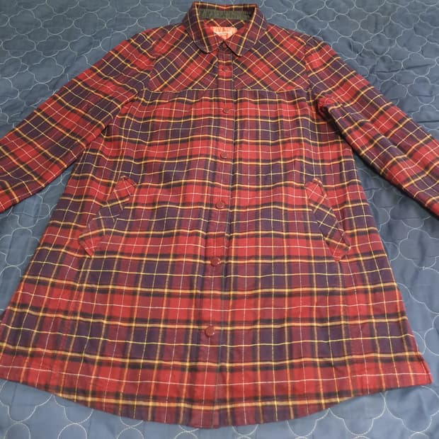 크로커다일 레이디 클래식 체크 셔츠형 자켓 버건디 (L)