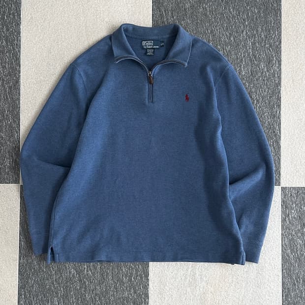 폴로 랄프로렌 스카이블루 코튼 하프집업 