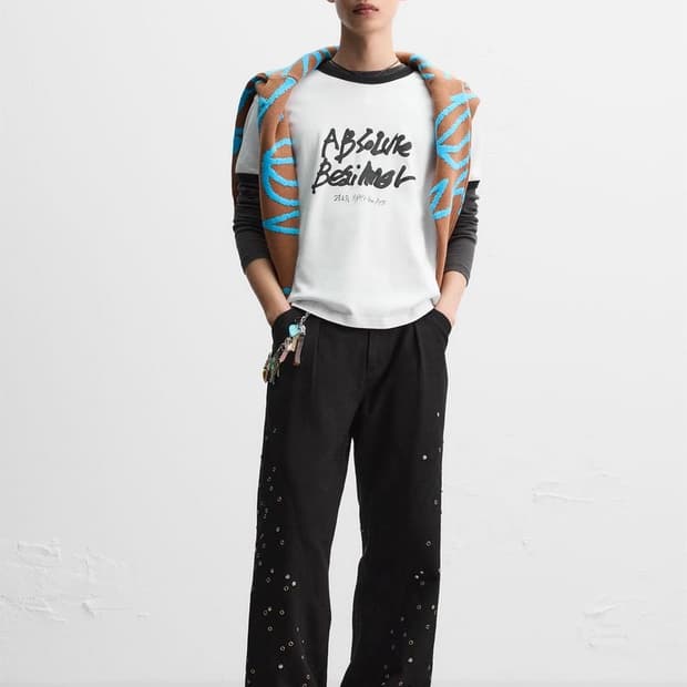 자라 앤더슨벨 초회판 립 콘트라스트 티셔츠 화이트 XL