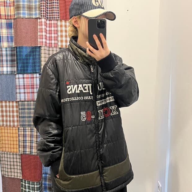 Fubu jeans 블랙+카키 퀄팅 패딩