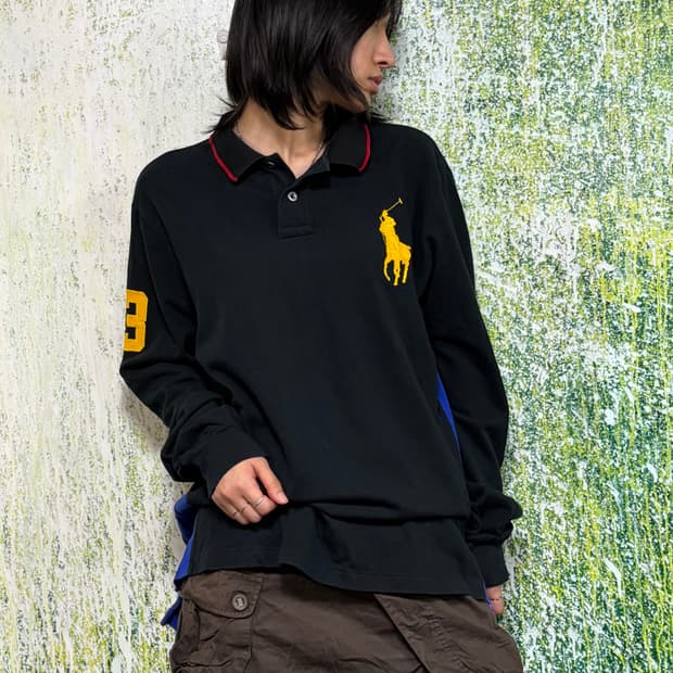 폴로 빅포니 치프키프 빅포니 블랙 럭비티 긴팔 티셔츠 XXL