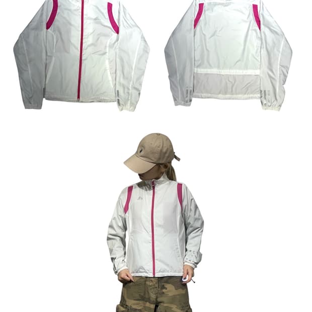 아디다스 화이트 핑크 바람막이 자켓 S