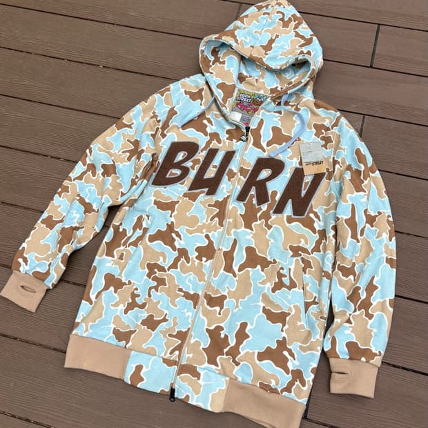 Burn street camo zip hoodie
