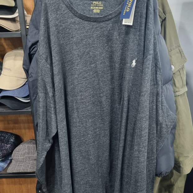 POLO 빅사이즈(4xL) 긴팔티셔츠 차콜 새거예요~