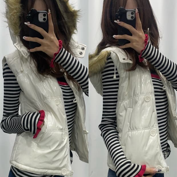 🎸화이트 글로시 패딩 조끼🎸