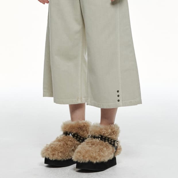 쓰리투에이티 PLATFORM SHORT FUR BOOTS (BEIGE)
