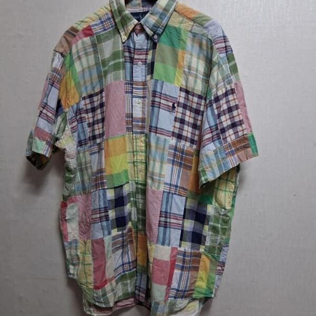 일본빈티지 폴로 패치워크 반팔셔츠 남성 110 115 이상
일본빈티지수입