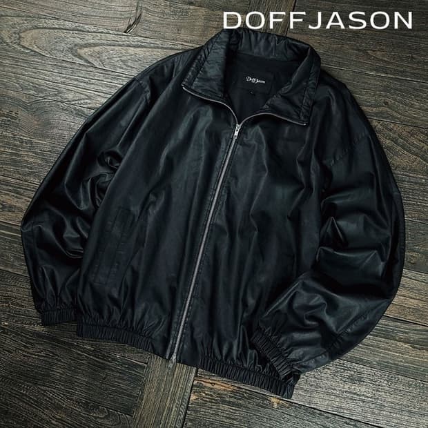 [도프제이슨] 오버핏 비건 레더 블루종 집업 자켓 블랙 M19730