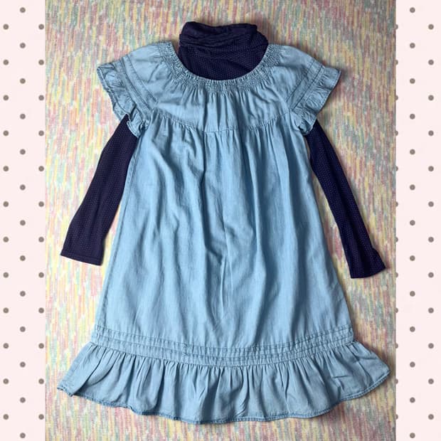 연청 데님 미디 원피스