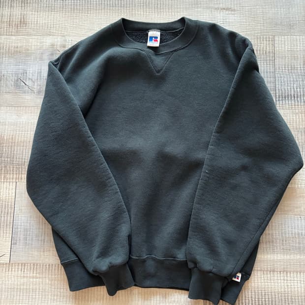 [M] 90s 러셀 맨투맨 스웻셔츠 블랭크 블랙 빈티지