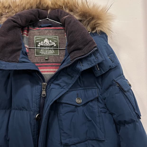 헤지스 하이랜드 덕다운 라쿤헤어 케쥬얼 패딩