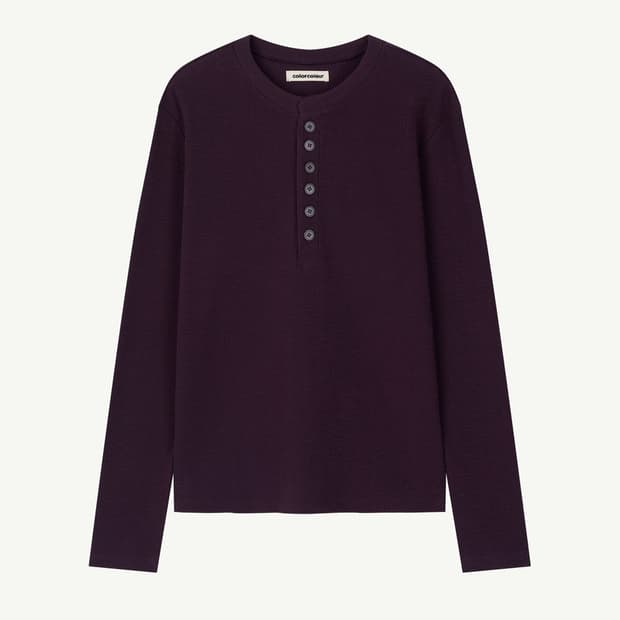 [3] BUTTON HENLEY NECK (plum)