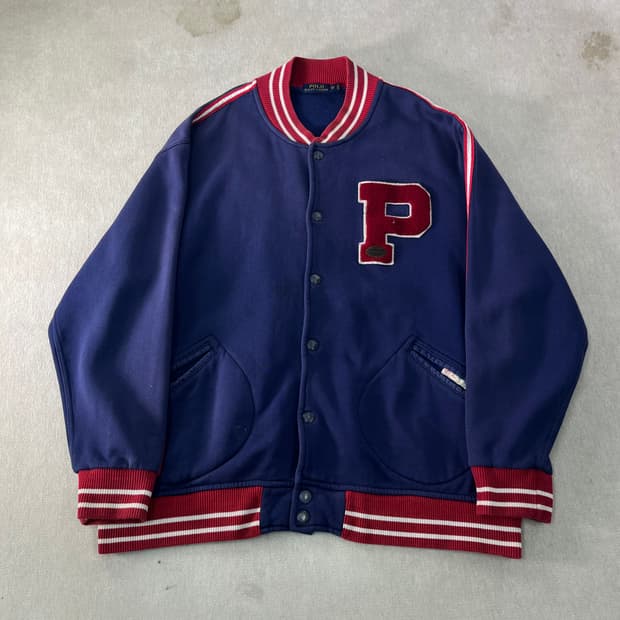 110 폴로랄프로렌 P로고 코튼 에이징 바시티 자켓