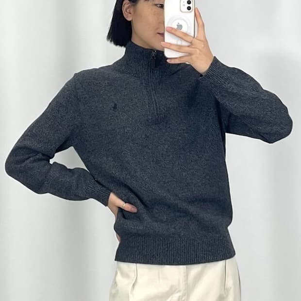  [M]폴로 그레이 반집업 니트 CK9764