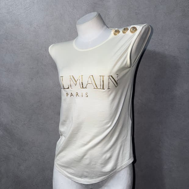Balmain Paris Gold Logo Sleeveless