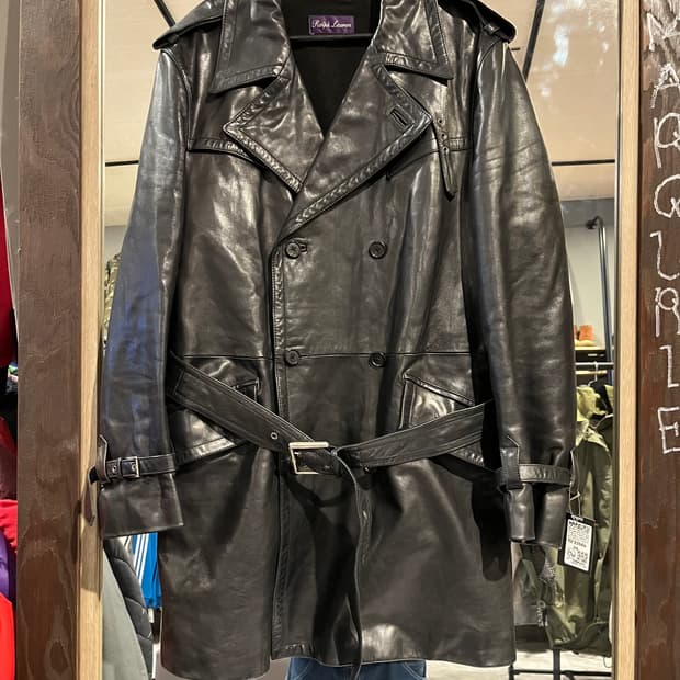 폴로랄프로렌 퍼플라벨 두산 00s 블랙 반광 양가죽 램스킨 어깨견장