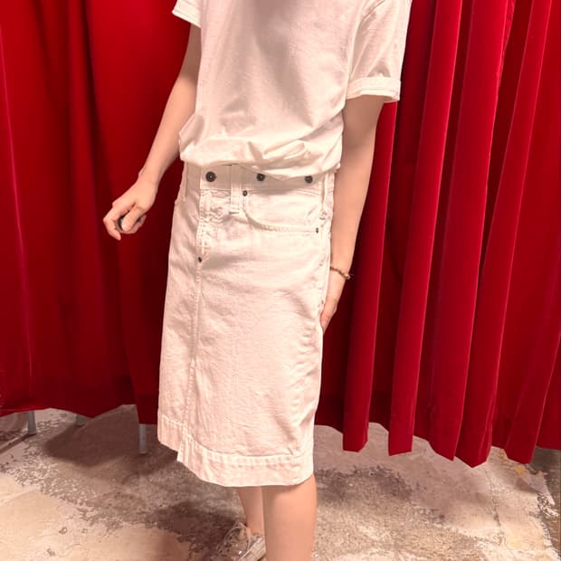 Polo Ralph Lauren 폴로 화이트 코튼 데님 스커트