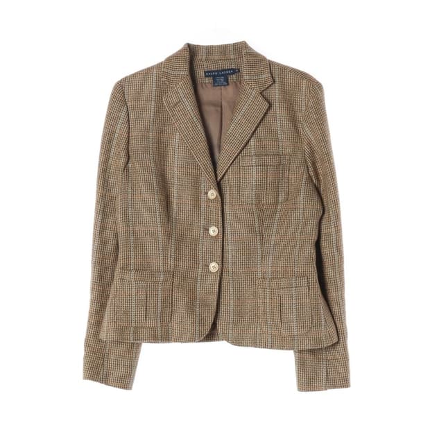 랄프로렌 린넨 실크 혼방 체크 블레이저