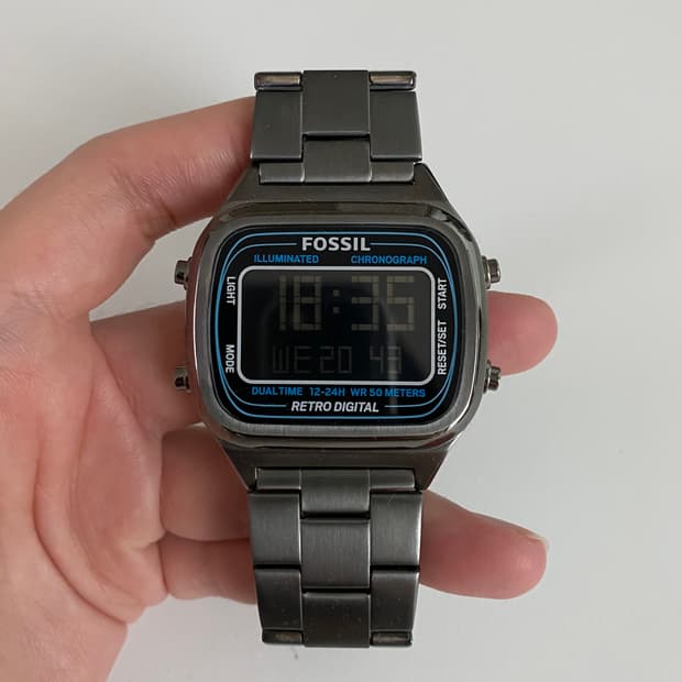 Fossil 파슬 retro digital 메타 실버