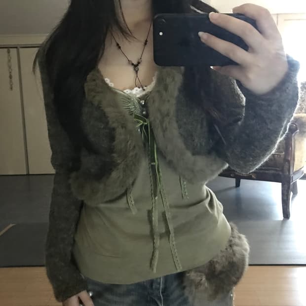 Butterfly Knit Tank & Fur Bolero set