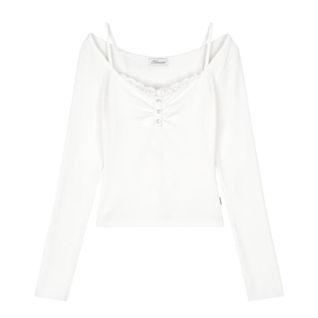 클리시어 밀크쉐이크 레이스 버튼탑