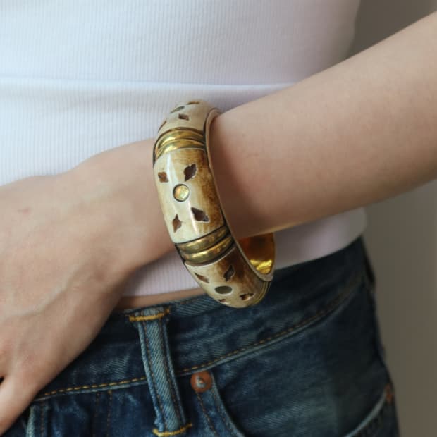 tribal cutout bone bangle