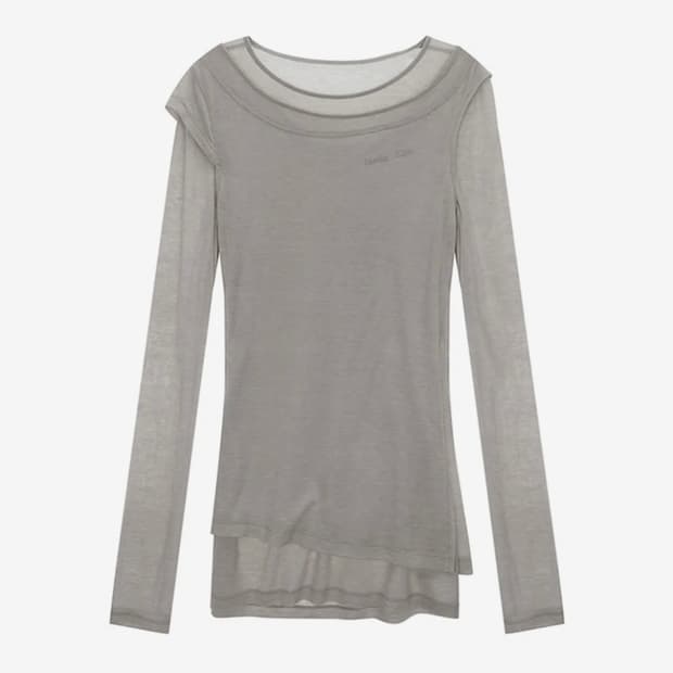 마뗑킴 SLIT POINT SLEEVELESS LAYERED TOP IN