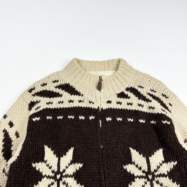 VTG 빈티지 눈꽃 아이보리 코위찬 니트 집업 (S 여성추천)