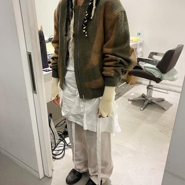 [L] 지용킴 23AW 트위드 봄버 자켓 올리브 카키