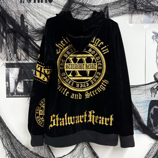 Punk mood velvet printing hoodie  