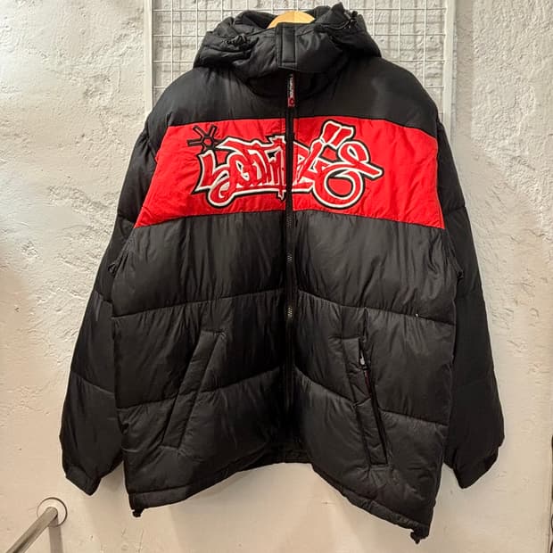 90s 사우스폴 올드스쿨 힙합 그래픽 블랙 패딩 자켓 XL
