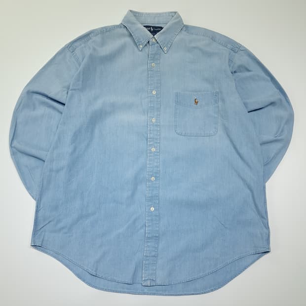 CK006 L 폴로 90s 빅셔츠 멀티포니 샴브레이 데님 셔츠 남방