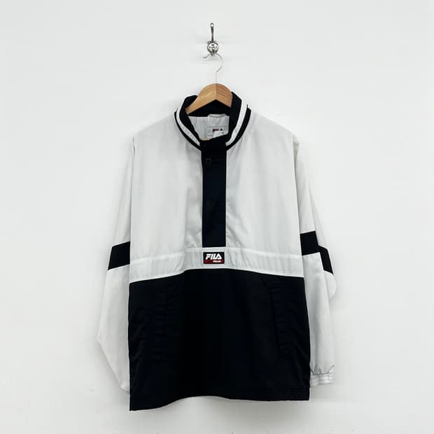 휠라 FILA 아노락 바람막이 화이트 블랙 남L