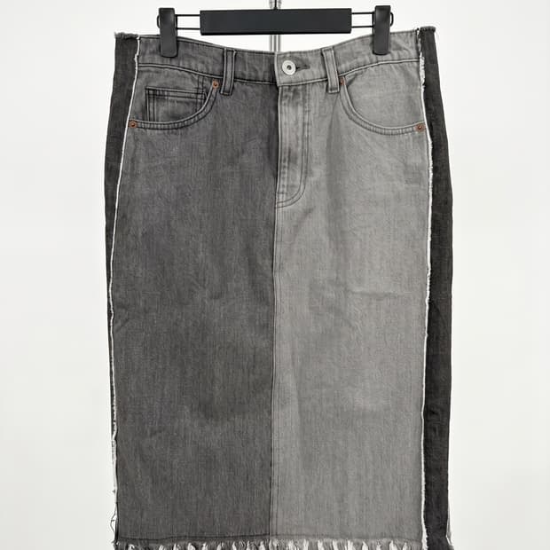 니코앤드 일자 그레이 투톤 프린지 데님 스커트 청치마