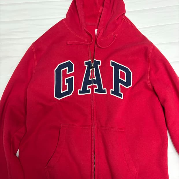 갭 레드 빅로고 후드집업