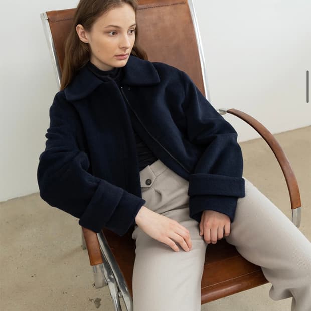 Re Rhee wide collar wool jumper navy