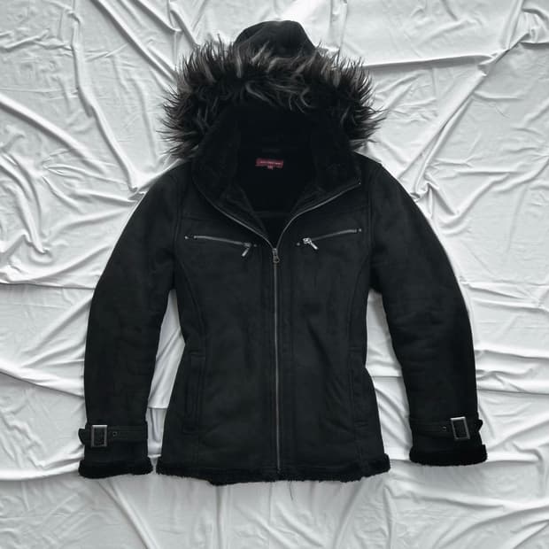 Vintage Black Fur Shearling Jacket