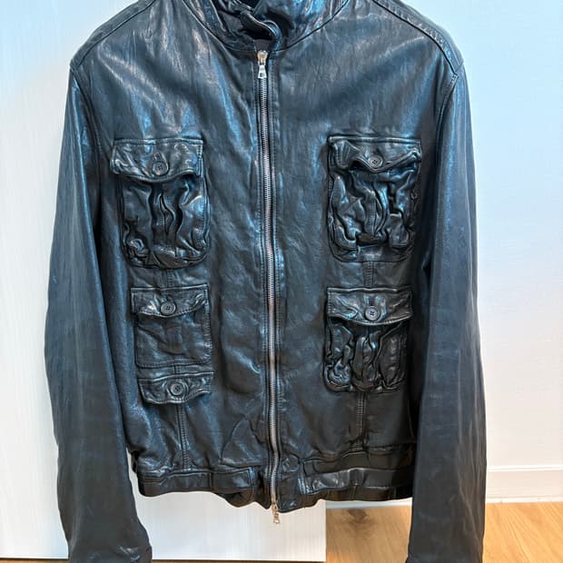 닐바렛 물소가죽  블랙 가죽자켓(M)