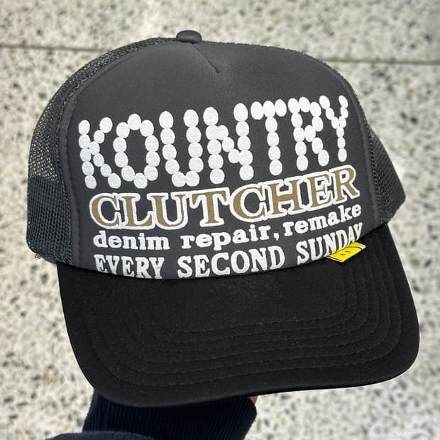 [F] 캐피탈 컨트리 펄 크러쳐 트러커 캡 그레이 블랙